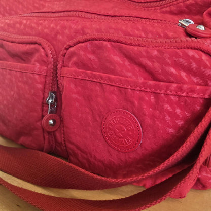 Kipling Red Tote Bag Original Adjustable Handle Nylon Canvas Fab Quality