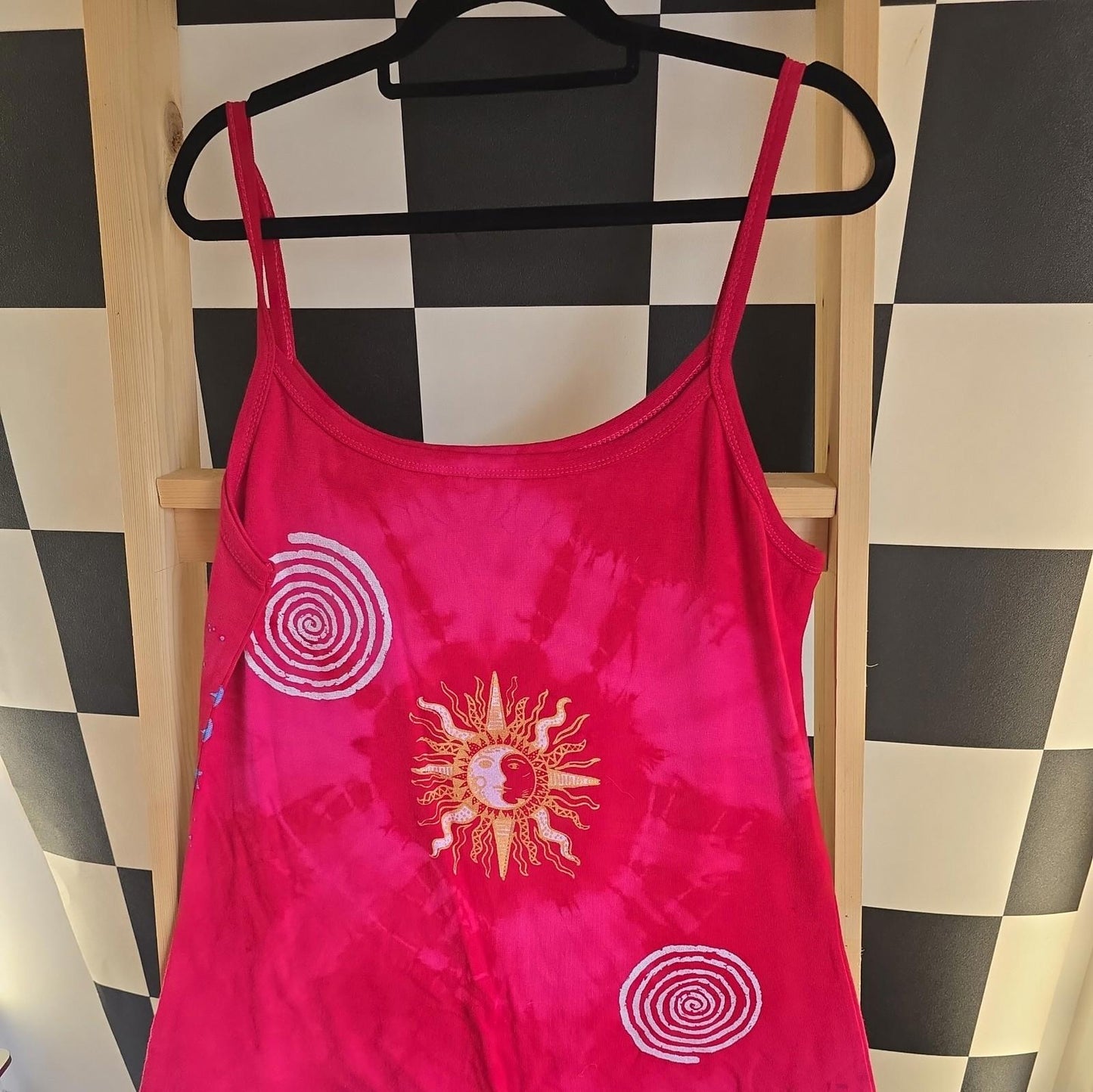 Brand New Tie Dye DEADSTOCK Cotton Vest Dress Size L Stretchy