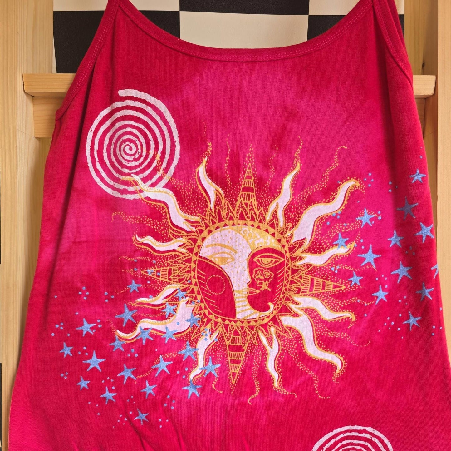 Brand New Tie Dye DEADSTOCK Cotton Vest Dress Size L Stretchy