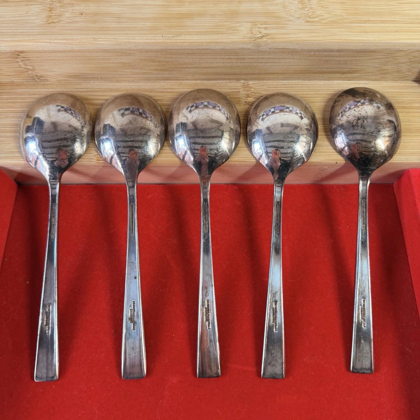 5Silver Plated Soup Spoons Incredibly Detailed Pattern Antique Cutlery Vintage