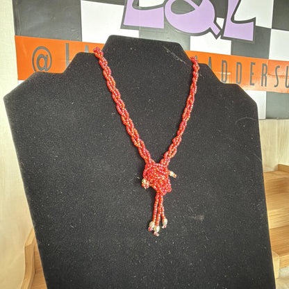 Vintage Costume Jewellery Necklace Beaded Design gorgeous 60s 70s orange funk