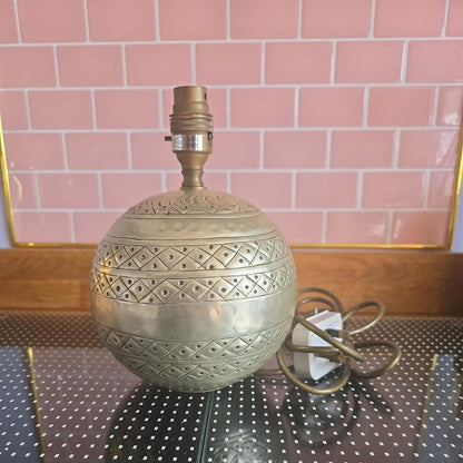 Vintage Sphere Lamp Brass Silver Table Light Mid Century 1970s (26cm)