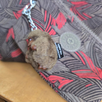 Kipling Bag with Monkey Charm Complete Set and Purse  Brown  and Coral Pattern