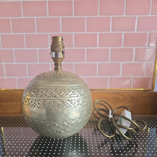 Vintage Sphere Lamp Brass Silver Table Light Mid Century 1970s (26cm)