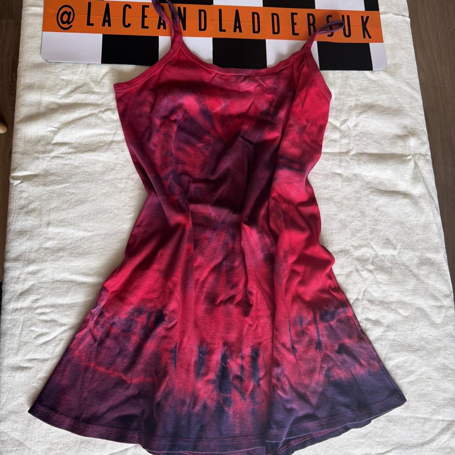 Brand New Tie Dye DEADSTOCK Cotton Vest Dress Size L Stretchy