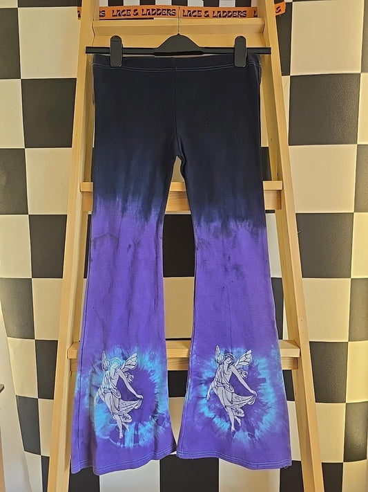 Brand New Deadstock Tie-dye Flares Cotton Size S BLUE FAIRY SCREEN PRINT
