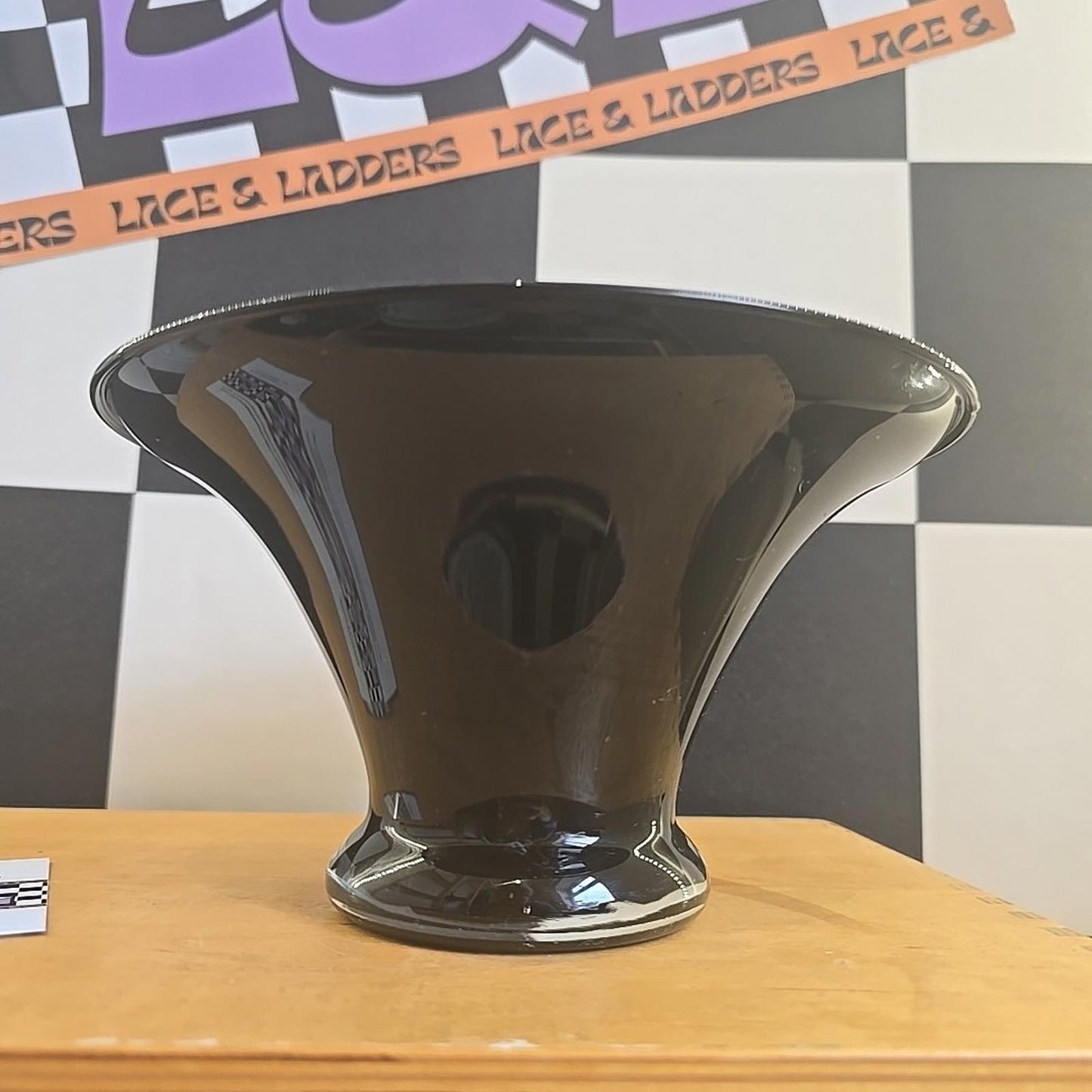 Spectacular MCM VINTAGE Black Glass Vase Unique Design