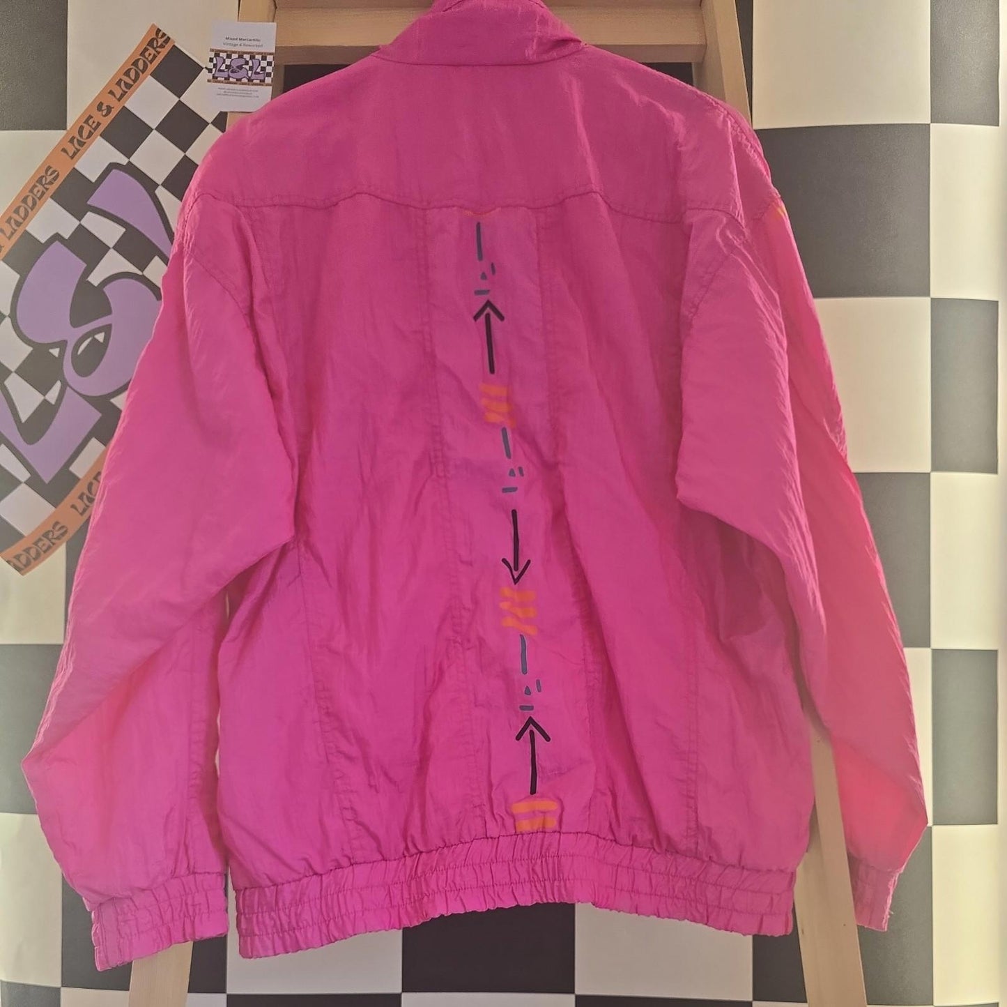 Lucy Women's Size XL Lightweight Jacket Hooded Deep Pink Ruffled Trim Full Zip