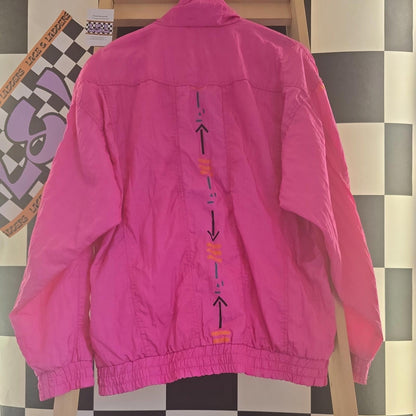 Lucy Women's Size XL Lightweight Jacket Hooded Deep Pink Ruffled Trim Full Zip