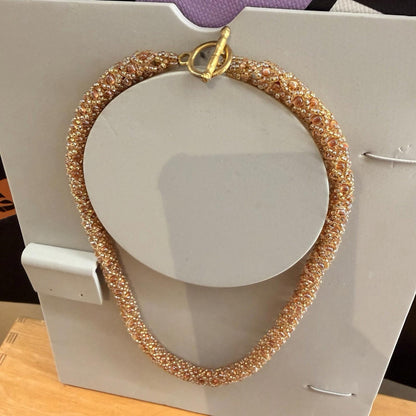 Handmade Vintage Bronze Colour Autumn Necklace Beaded Costume Jewellery