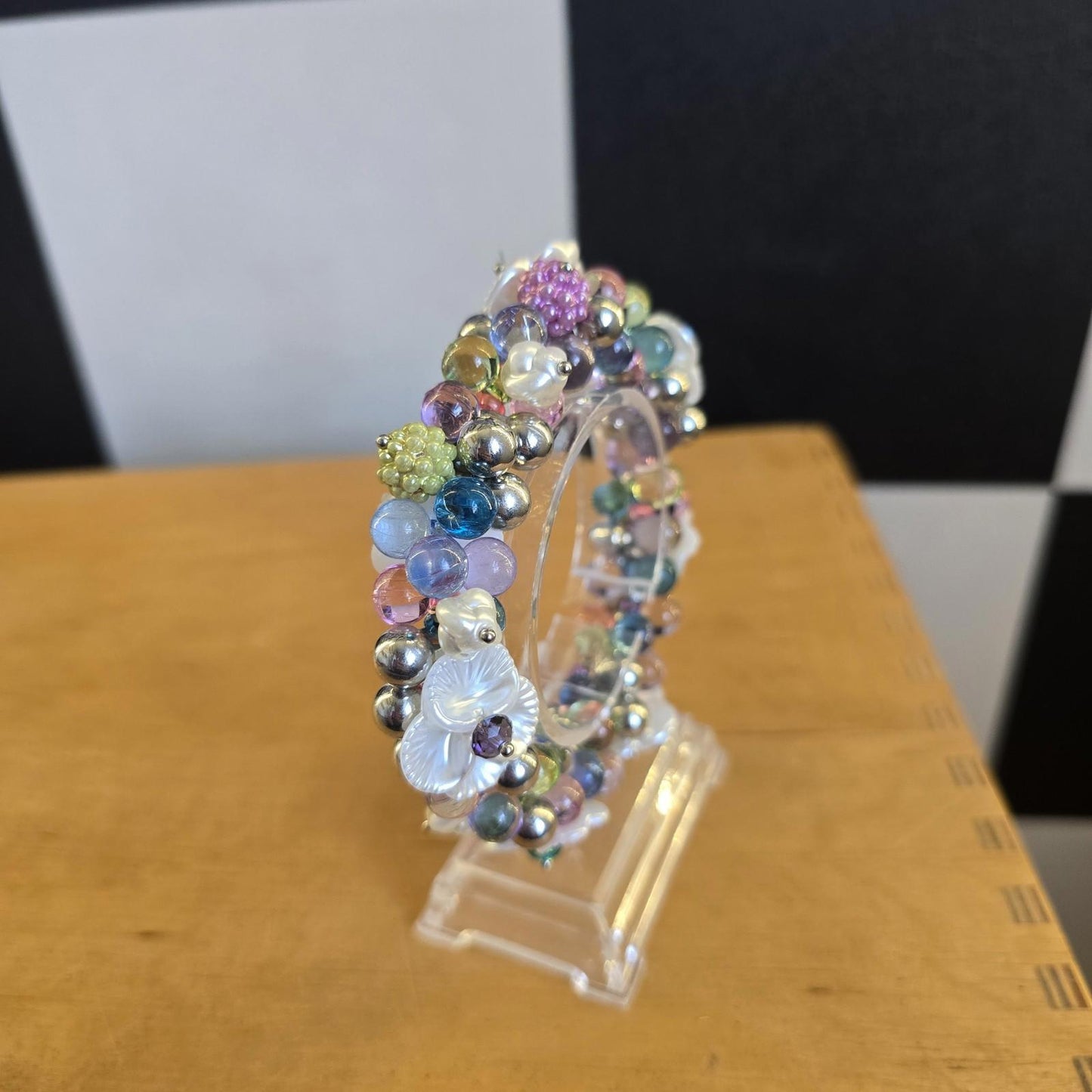 Super Pretty Vintage Pastel Joyful Beaded  Bracelet Unique