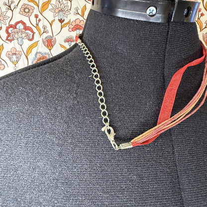 pendant necklace on rope chain string 90s y2k style with ribbon