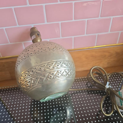 Vintage Sphere Lamp Brass Silver Table Light Mid Century 1970s (26cm)