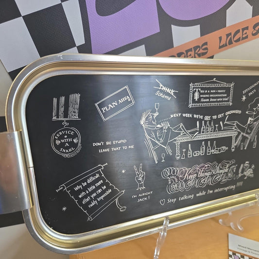 Rare WOODMET Vintage Cocktail Tray "Keep things simple"