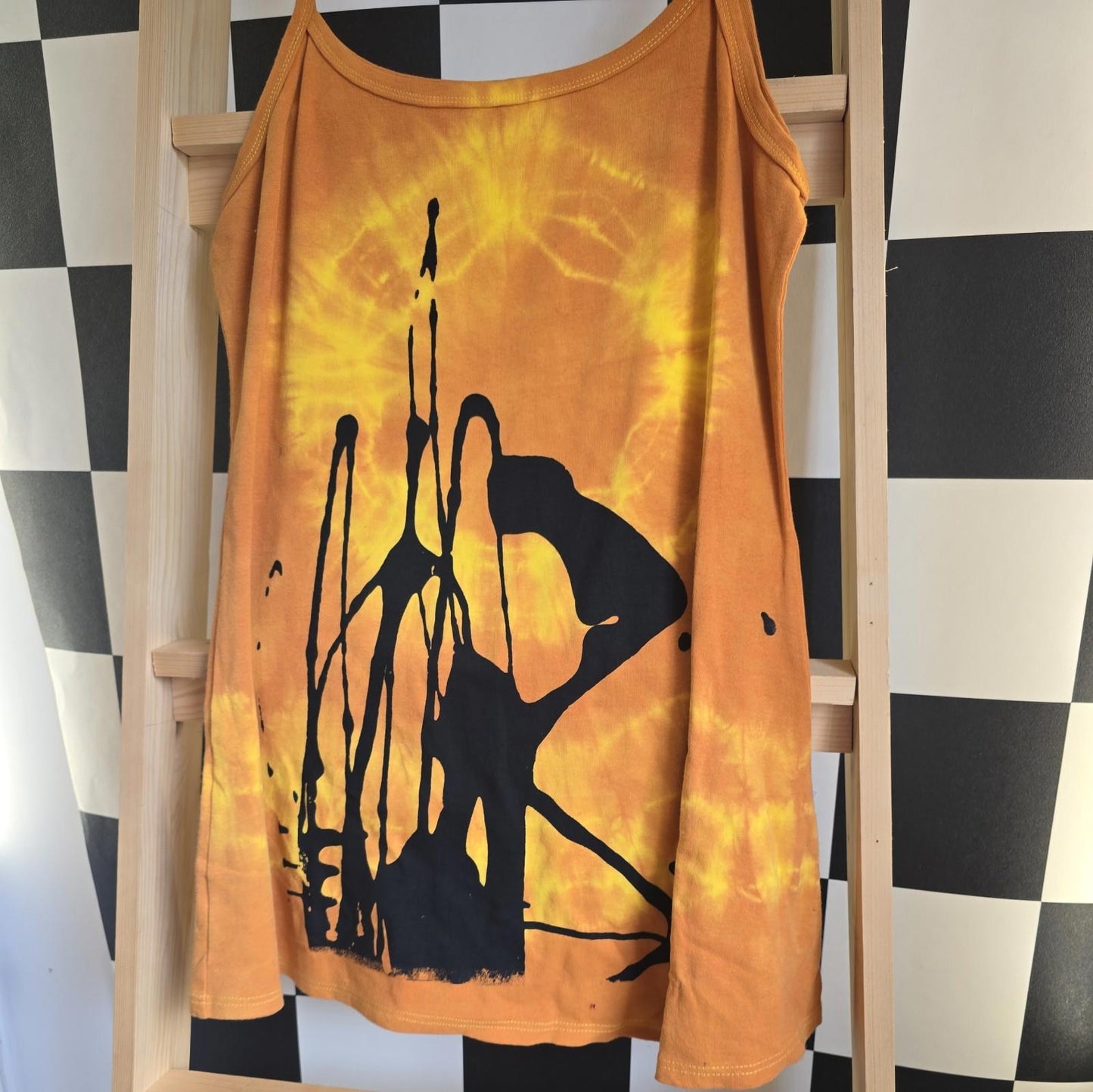 Brand New Tie Dye DEADSTOCK Cotton Vest Dress Size L Stretchy