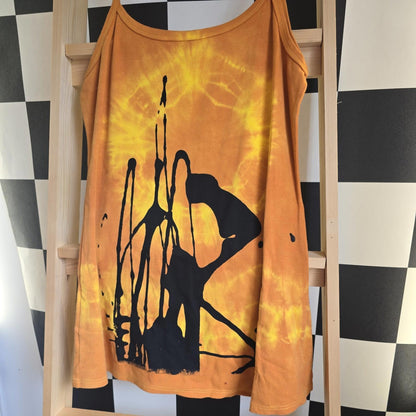 Brand New Tie Dye DEADSTOCK Cotton Vest Dress Size L Stretchy