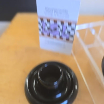 Vintage MCM Black Ceramic Candle Holder X2