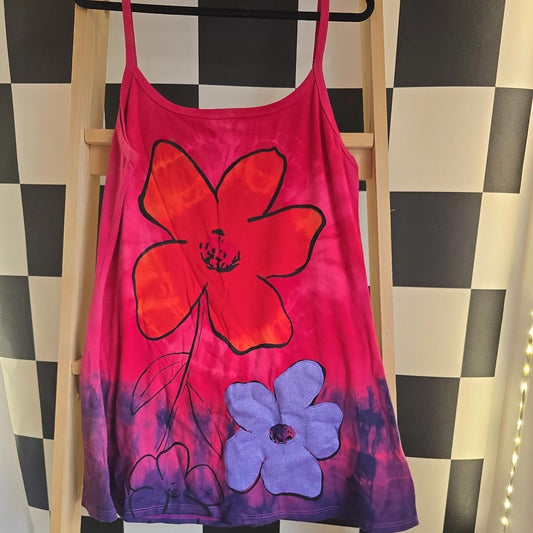Brand New Tie Dye DEADSTOCK Cotton Vest Dress Size L Stretchy