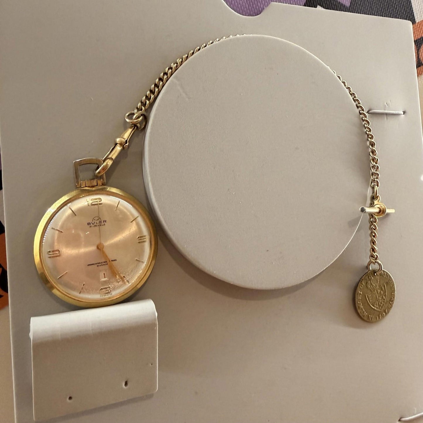 Buler 21 jewels vintage gold plated on a chain vintage mechanical Swiss