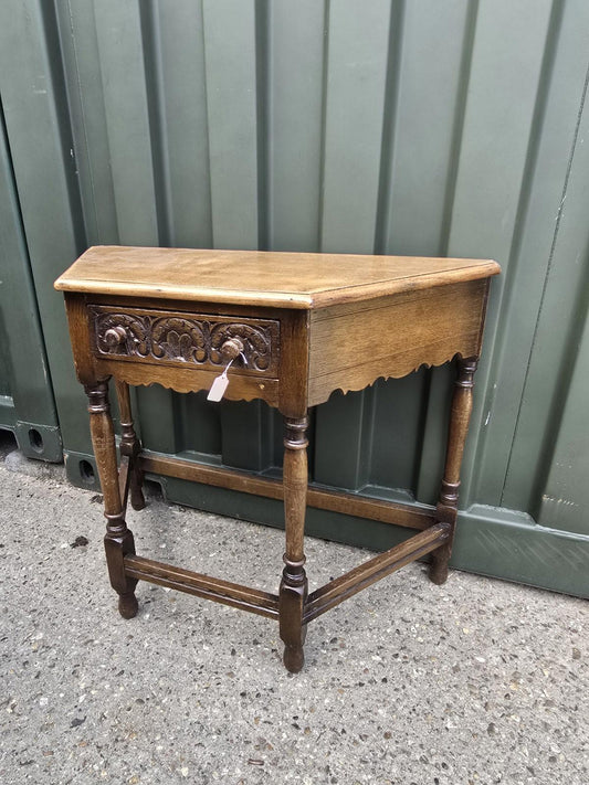 Antique Carved Oak  Side Table