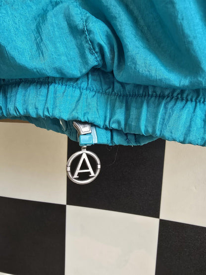 ADOLFO Blue Windbreaker Retro Vintage Jacket Ties And Cotton Lining Slight Mark