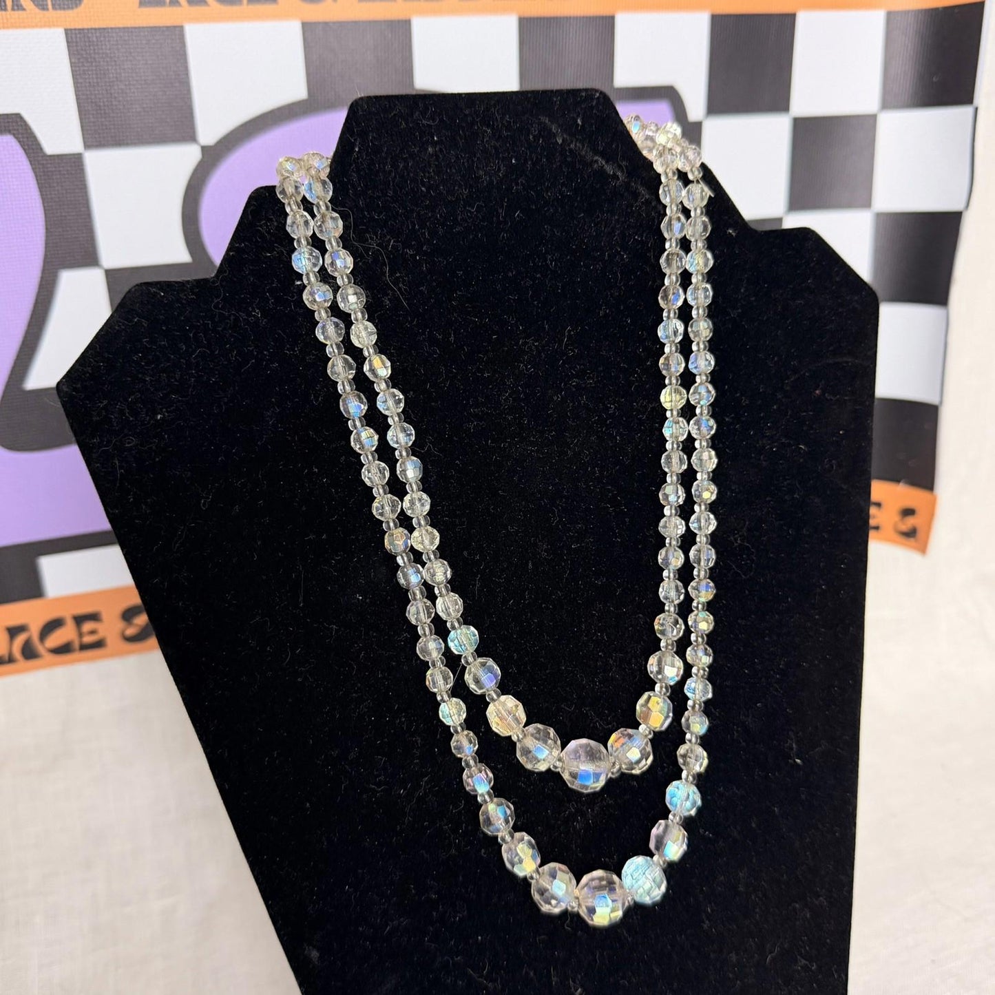 Vintage Costume Jewellery Necklace Unknown Beaded Design gorgeous sparkle