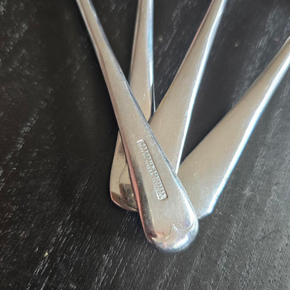 Set of 4 Vintage International Silver CHROME PLATED SOUP Stainless Steel Spoons