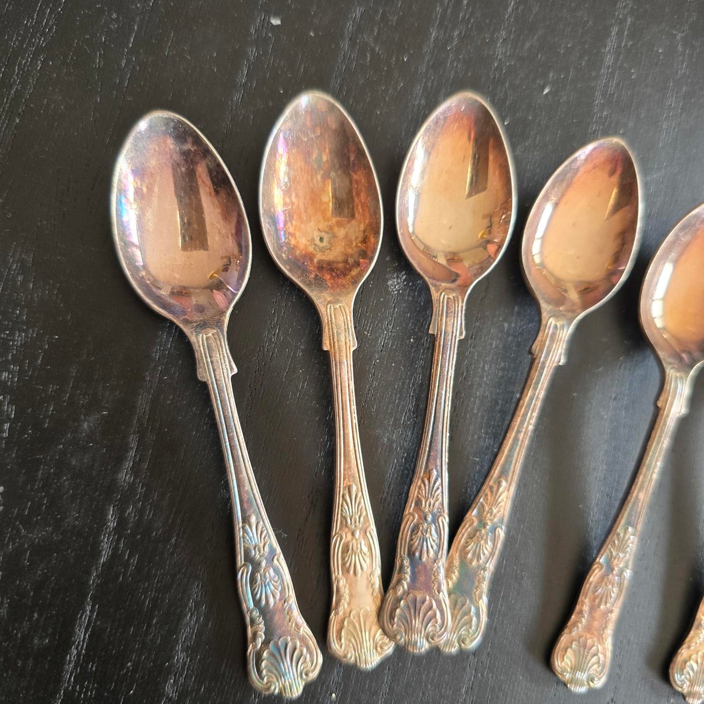 Set of 6 Vintage Ornate Silver plated Spoons