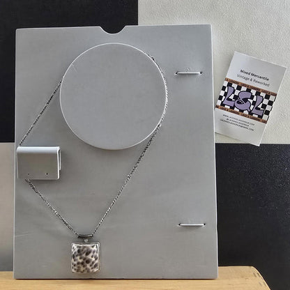 Vintage Chain Unique Printed  Shell Pendant 925 Sterling Silver Necklace vintage