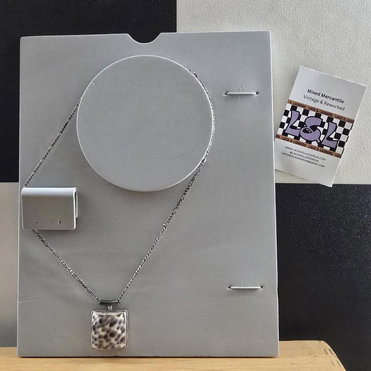 Vintage Chain Unique Printed  Shell Pendant 925 Sterling Silver Necklace vintage