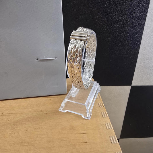 Vintage Italy 925 Sterling Silver Heavy Wide Basket Weave bracelet