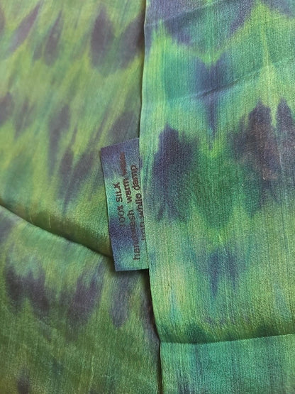 100% Silk Vintage Made In NZ Scarfe Brand New Green and Blue Abstract Design