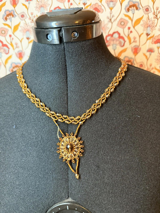 Vintage Costume Jewellery Necklace Unknown Beaded Design needs little repair