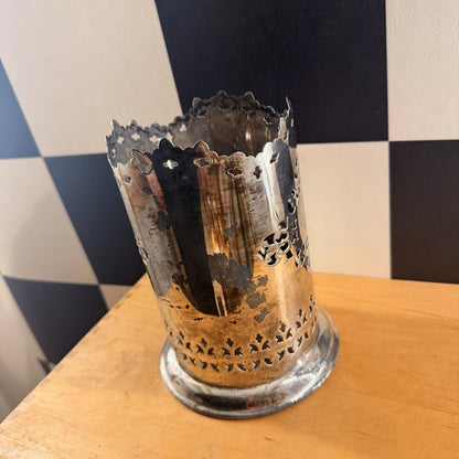 Antique Silver Plated Ornate Design Wine Bottle Holder Or Candle Holder?