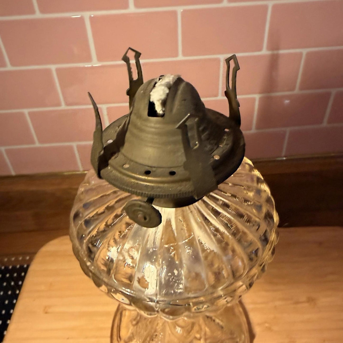 19th century oil lamp burner glass moulded paraffin antique gorgeous