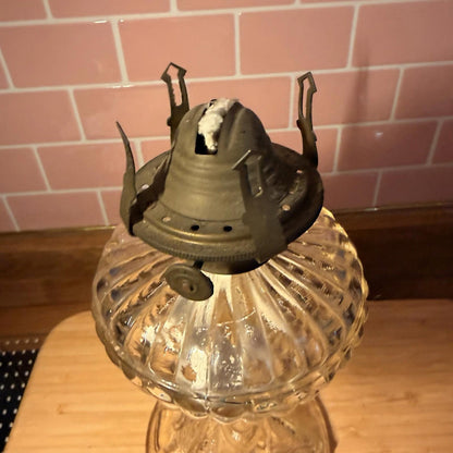 19th century oil lamp burner glass moulded paraffin antique gorgeous