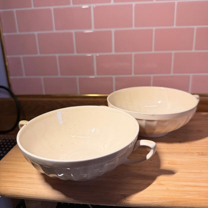Crown Ducal Ribbed Soup Bowl Pair Art Deco Antique Cream early english rare