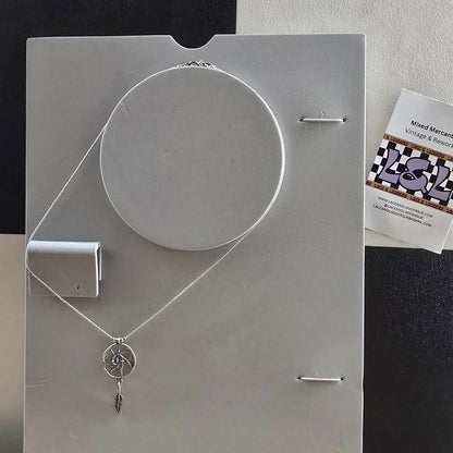 Dream Catcher Sterling Silver Turquoise 18" American Chain Necklace Vintage