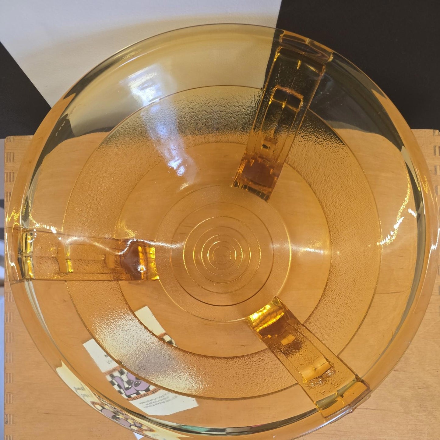 Antique Vintage Art Deco Amber Glass Bowl 3 Legs