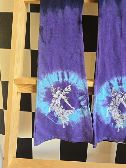 Brand New Deadstock Tie-dye Flares Cotton Size S BLUE FAIRY SCREEN PRINT