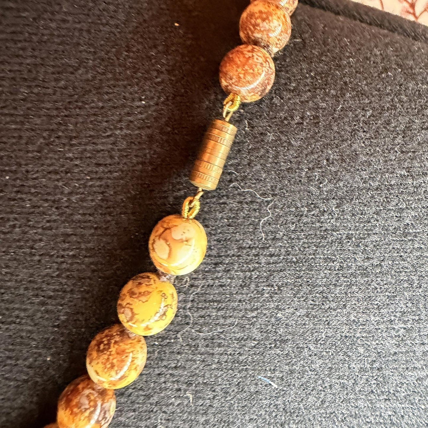 Vintage Costume Jewellery Necklace Unknown Beaded Design heavy crystal stone