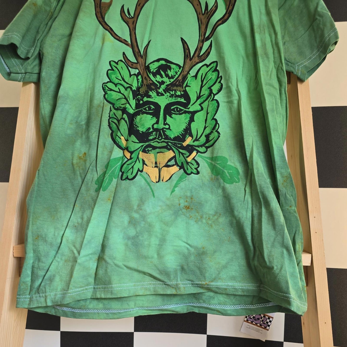 imperfect! Brand New Deadstock Tie Dye size M FRUIT OF THE LOOM T-Shirt Greenman