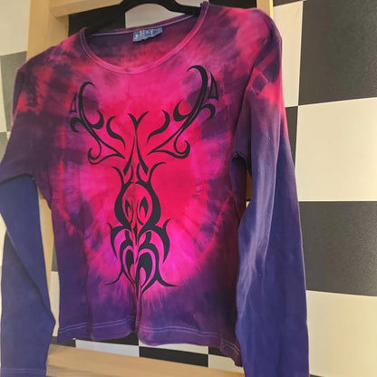 Brand New Deadstock Tie Dye T-Shirt Long Sleeve Size L AMERICAN 100% COTTON