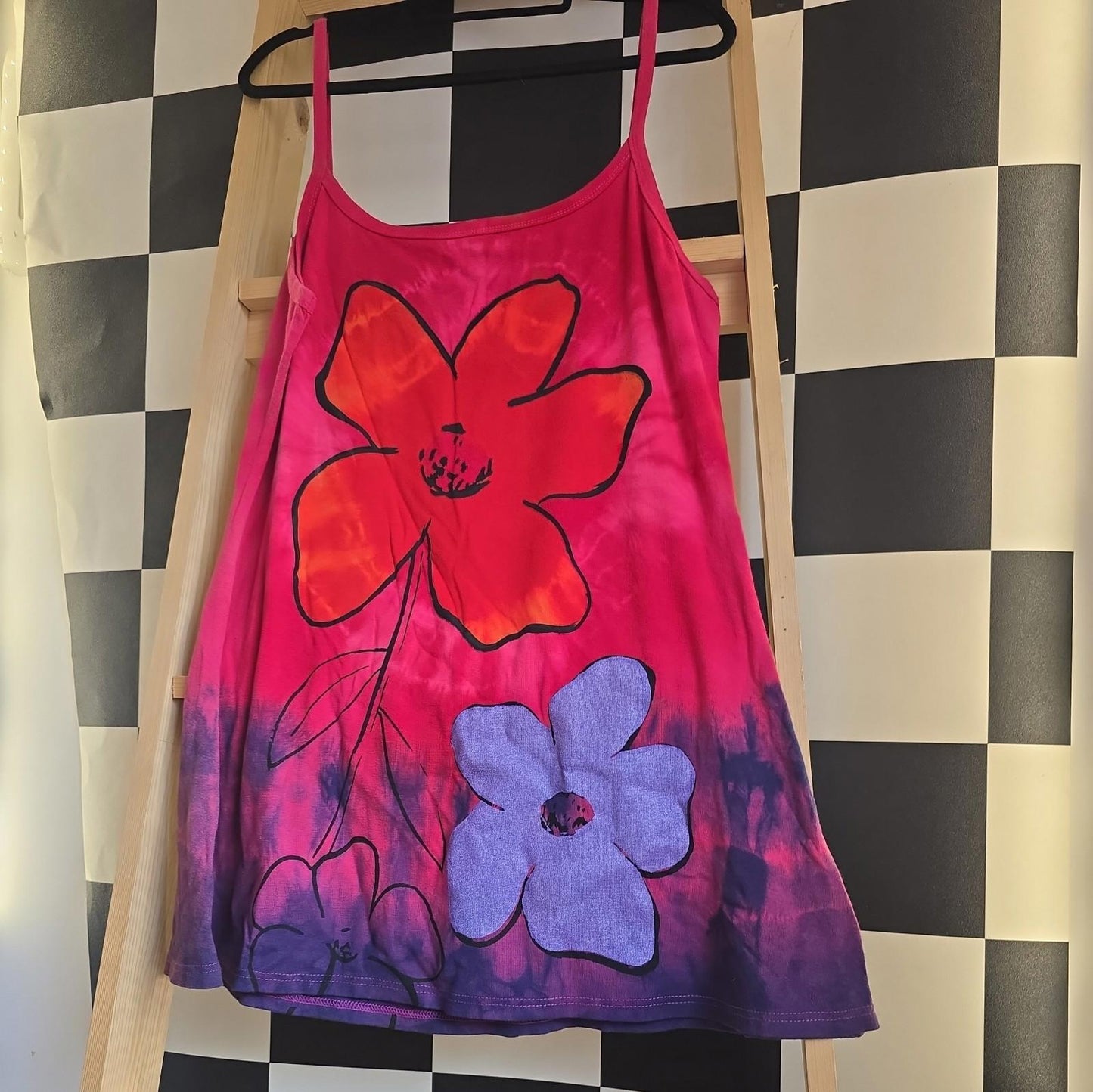 Brand New Tie Dye DEADSTOCK Cotton Vest Dress Size L Stretchy