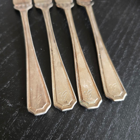 Set of 4 Vintage Silver plated Forks with Monogram EPNS