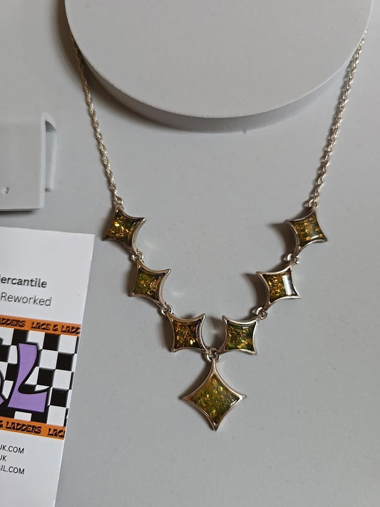 925 Vintage Silver Baltic Amber Necklace