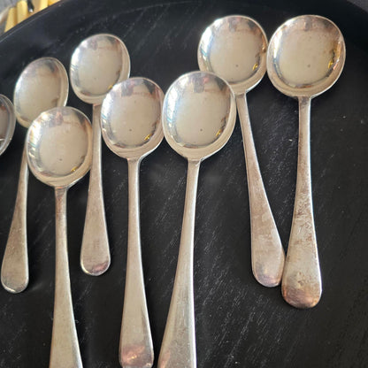 Set of 8 Vintage Silver PLATE EPSN Flatware SOUP Spoons