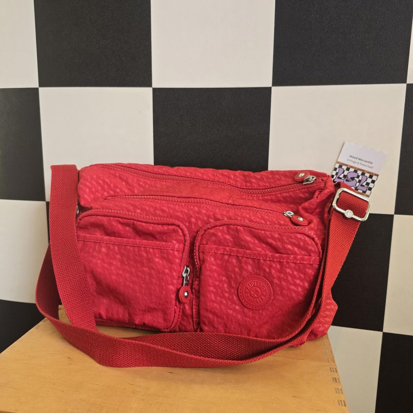 Kipling Red Tote Bag Original Adjustable Handle Nylon Canvas Fab Quality