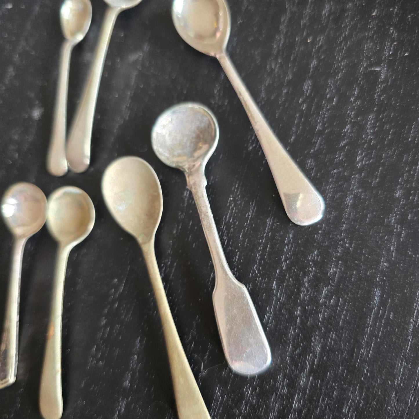 7 Vintage Silver plated epns TINY cute Spoons LARGE NOT INCLUDED