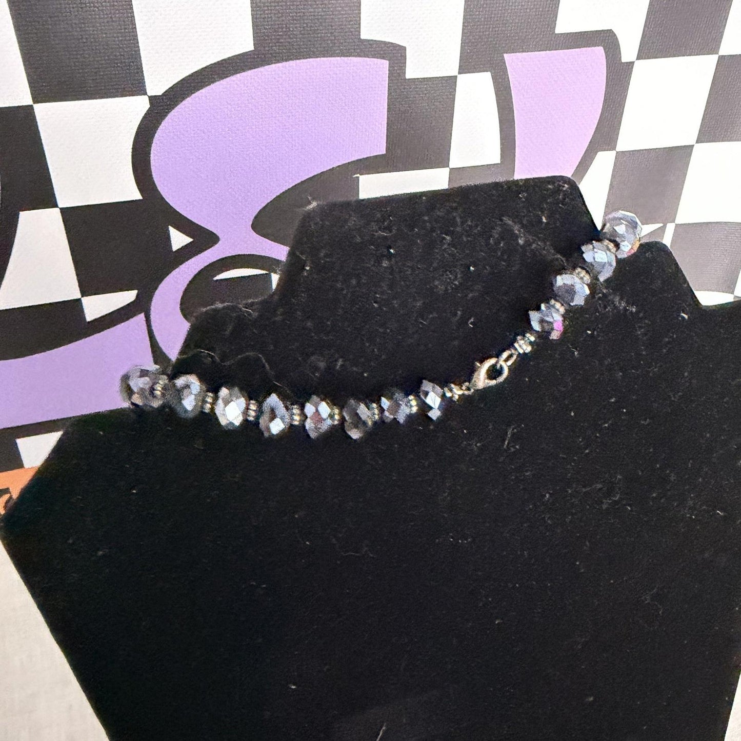 Vintage Costume Jewellery Necklace Unknown Beaded Design gorgeous dark sparkle